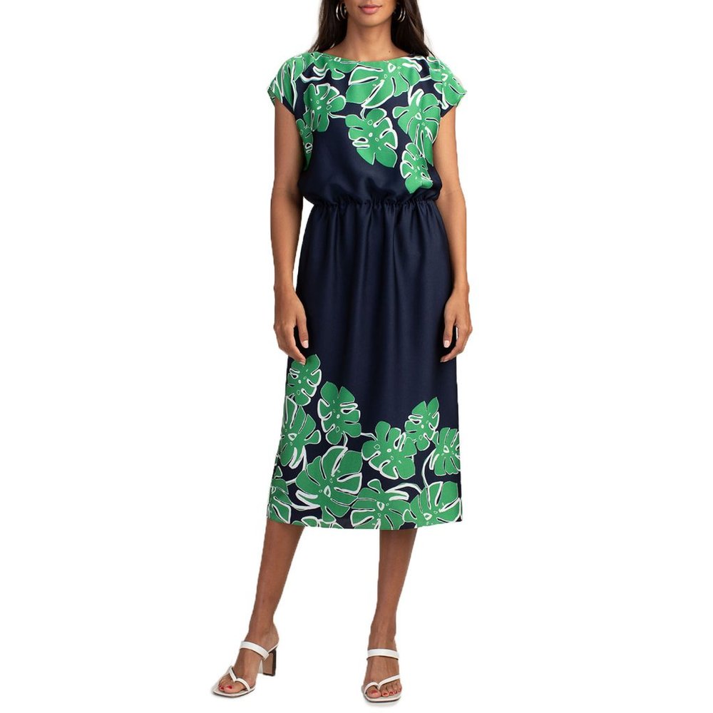 Trina Turk NWT Tropical Print Silky Midi Dress Size 2, 4, 6, & 8
